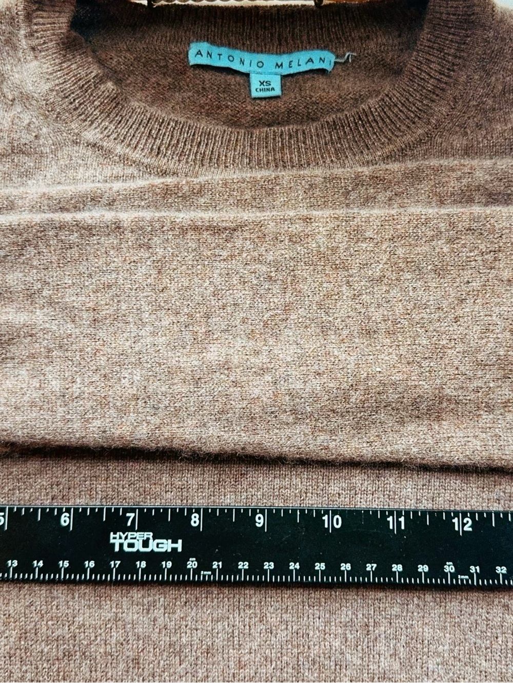🤎 Antonio Melani 100% Cashmere Sweater | Brown Cocoa Heather | XS Taupe - Picture 6 of 8